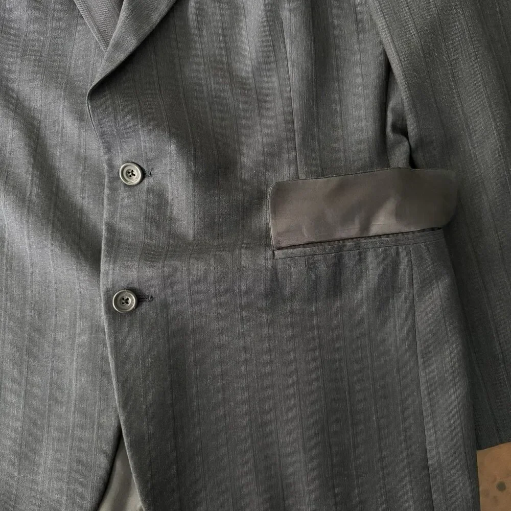 Christian Dior Monsieur Blazer 43L Gray Pinstripe VTG Wool USA Union Sport Coat